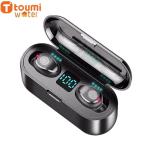 F9 Bluetooth Wireless Earphone With 2000mAh Battery Headset - Black Zw